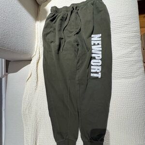 Newport Men's Dark Green Joggers with White Logo